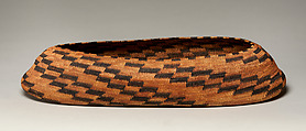 One-rod coiled boat basket, Mary Knight Benson (Yokayo Pomo (Mendocino County, California), 1878–1930), Willow shoot foundation, sedge root weft, and dyed bulrush root weft, Yokayo Pomo