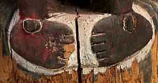 House-post Figure, Wood, paint, fiber, Kambot people