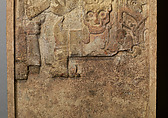 Portrait of a seated ruler receiving a noble (Stela 5), Maya artist(s), Limestone, paint, Maya