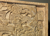 Portrait of a seated ruler receiving a noble (Stela 5), Maya artist(s), Limestone, paint, Maya