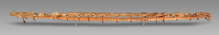 Spirit Canoe (Wuramon), Wood, paint, sago palm leaves, Asmat