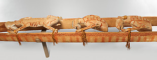 Spirit Canoe (Wuramon), Wood, paint, sago palm leaves, Asmat