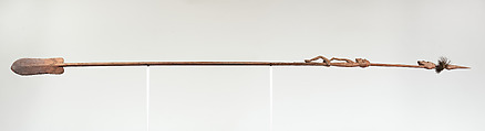Paddle, Wood, cassowary feathers, fiber, paint, Asmat people