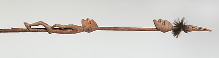 Paddle, Wood, cassowary feathers, fiber, paint, Asmat people