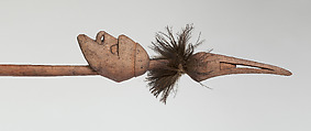 Paddle, Wood, cassowary feathers, fiber, paint, Asmat people