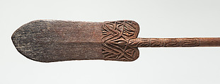 Paddle, Wood, cassowary feathers, fiber, paint, Asmat people