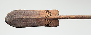 Paddle, Wood, cassowary feathers, fiber, paint, Asmat people