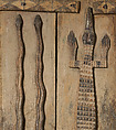 Door with crocodiles and pythons, Bamana or Bozo blacksmith, Wood, metal, Bamana or Bozo peoples