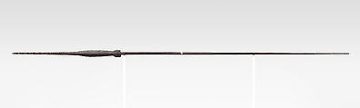 Spear, Wood, cassowary claw, feathers, fiber, Asmat people