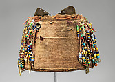 Topi (beaded hat with forehead ornament), Dayak artist, Fiber, cotton trade cloth, glass beads, animal teeth, brass, Dayak people