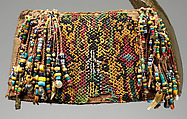 Topi (beaded hat with forehead ornament), Dayak artist, Fiber, cotton trade cloth, glass beads, animal teeth, brass, Dayak people