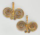 Ear ornaments, Ono Niha artist, Gold alloy, Ono Niha people