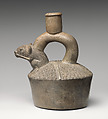 Stirrup-spout bottle with mouse, Cupisnique artist(s), Ceramic, Cupisnique