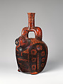 Stirrup-spout bottle with monkey and snake, Cupisnique artist(s), Ceramic, Cupisnique