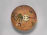 Rattle bowl with flying figure (Oculate Being), Paracas artist(s), Ceramic, post-fire paint, Paracas