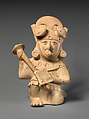 Stirrup spout bottle with warrior, Moche artist(s), Ceramic, slip, Moche