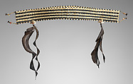 Head Ornament, Fiber, feathers, shark's teeth, coral beads, Nauru