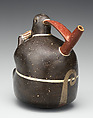 Bottle in the shape of a monkey, Nasca artist(s), Ceramic, slip, Nasca