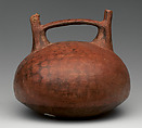 Double Spout and Bridge Bottle with Bird Head, Ceramic, Paracas