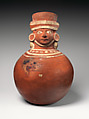 Vessel with face-neck, Moche artist(s), Ceramic, slip, Moche