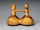 Double-chambered bottle, Peruvian artist(s), Ceramic, glaze, Viceregal Era