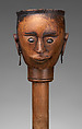 Si gale-gale (puppet head), Toba Batak artist(s), Wood, copper alloy, lead alloy, water buffalo horn, paint, Toba Batak