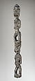 Tekoteko (gable figure), Wood, pāua shell, Māori