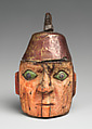 Head Lime Container, Shell, metal alloy, stone, wood, fiber, Wari