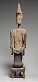Jomogoni male figure, Bamana numuw (blacksmith), Wood, mud, Bamana peoples