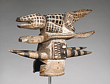 Eku (crocodile) dance crest, Oba of Otobi (ca. 1900–ca. 1970, Lower Benue River region, Nigeria), Wood, pigment, rattan, Okpoto peoples, Idoma group