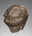Fragment of a leopard head, Ìgùn Ẹ́rọ̀nwwọ̀n (brass-casting guild) artists, Brass, pigment (?), Edo peoples