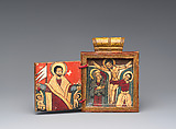 Double Diptych Icon Pendant, Wood, tempera pigment, string, Amhara or Tigrinya peoples