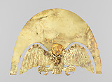 Miniature headdress with owl, Moche artist(s), Gold, Moche
