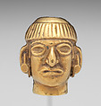 Head-shaped bead, Moche artist(s), Gold, Moche