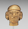 Head-shaped bead, Moche artist(s), Gold, Moche