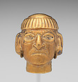 Head-shaped bead, Moche artist(s), Gold, Moche