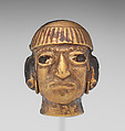 Head-shaped bead, Moche artist(s), Gold, Moche