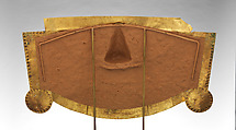 Funerary mask, Lambayeque (Sicán) artist(s), Gold, cinnabar, Lambayeque (Sicán)