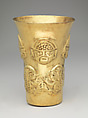 Beaker, Faces and Frogs, Gold, Lambayeque (Sicán)