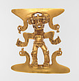 Crocodile-Head Figure Pendant, Gold, Chiriqui