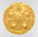 Pectoral Disk, Gold (hammered), leather (case), Veraguas (?)