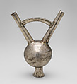 Miniature bottle, Chimú or Chancay artist(s), Silver (hammered), Chimú or Chancay