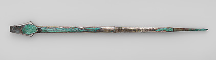 Digging stick, Silver (hammered), copper, wood, Chimú or Chancay