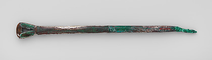 Digging stick, Silver (hammered), copper, wood, Chimú or Chancay