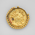 Ear flare frontal, Moche artist(s), Gold, Moche