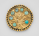Earflare Frontal, Gold, turquoise, Moche