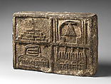 Relief Block with Coat of Arms of Cholula, Stone, traces of stucco, Mexican