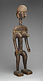 Nyeleni figure, Bamana numuw (blacksmith), Wood, brass, thread, Bamana peoples