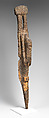 Double plank figure with raised arms, Tellem or Dogon blacksmith, Wood, applied organic materials, Dogon or Tellem  peoples (?)