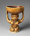 Ifa Divination Vessel: Female Caryatid (Agere Ifa), Ivory, wood or coconut shell inlay, Yoruba peoples, Owo group